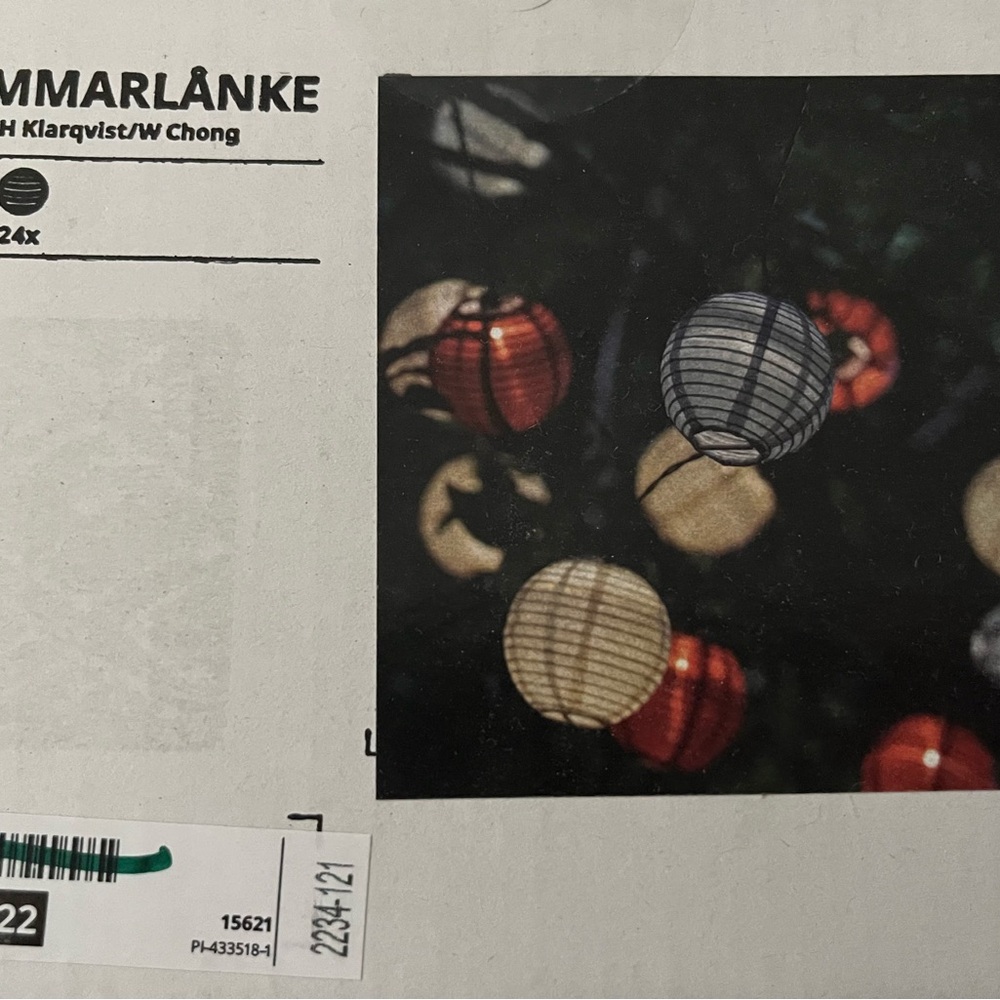 IKEA SÄLLSKAPLIG String Lights with Red and White Lanterns-NEW
